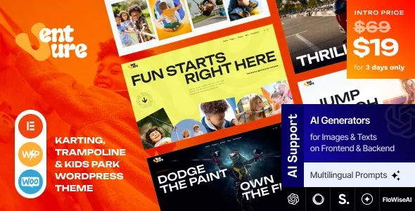 Venture – Karting, Trampoline & Kids Park WordPress Theme