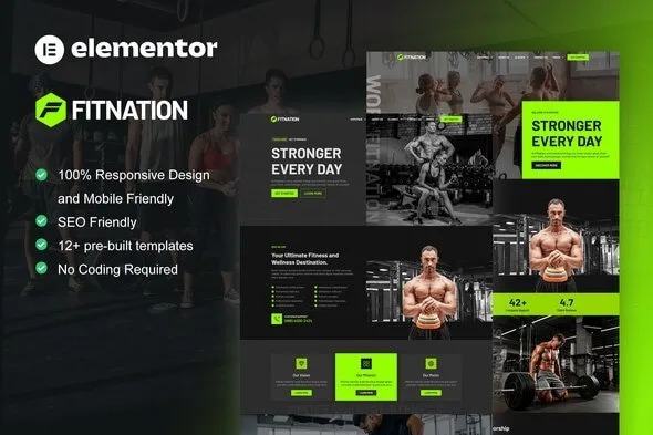 FitNation - Gym & Fitness Elementor Template Kit
