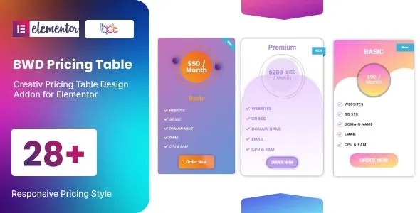 BWD Pricing Table - addon for elementor