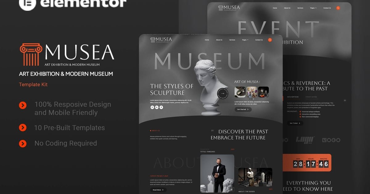 Musea - Art Exhibition & Modern Museum Elementor Template Kit