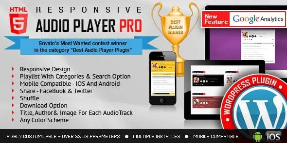 Responsive HTML5 Audio Player PRO – WordPress Plugin